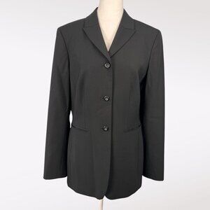 Vintage Y2K Designer Black Wool Blend Blazer Suit Jacket Size 6